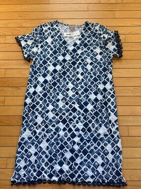 Chico's Blue and White Printed Midi Dress